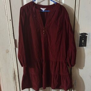 Time and Tru Deep Red Tunic Dress